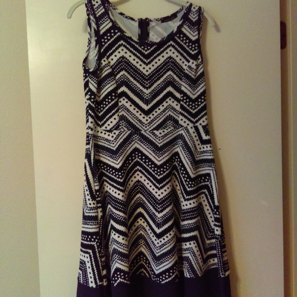 StitchFix Papermoon Girtha Printed Dress Navy/Wht